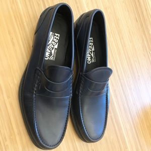 Men Ferragamo Loafers Navy Blue